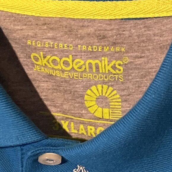 Men's Akademiks Blue Short Sleeve Polo Shirt Size 3XLrg - Picture 4 of 5